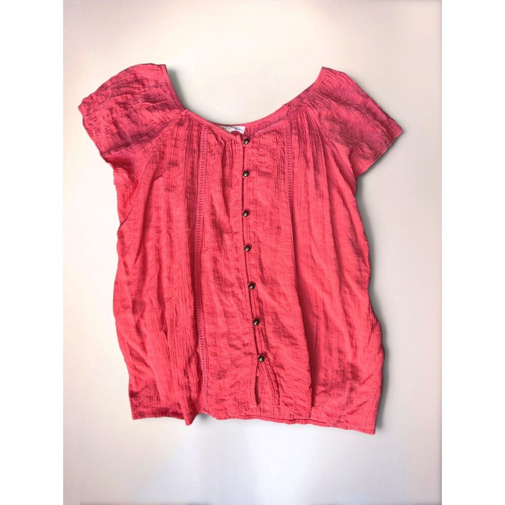 Rewind Coral Pink Button-Front Top Size M